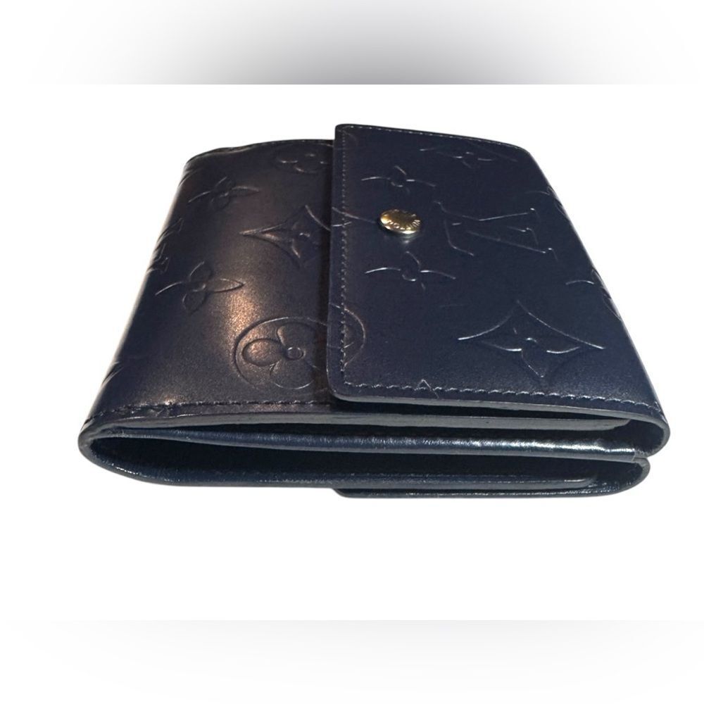Auth Louis Vuitton Ltd Edition Navy Blue Matte Monogram Elise Compact Wallet Ex+ - Picture 8 of 14